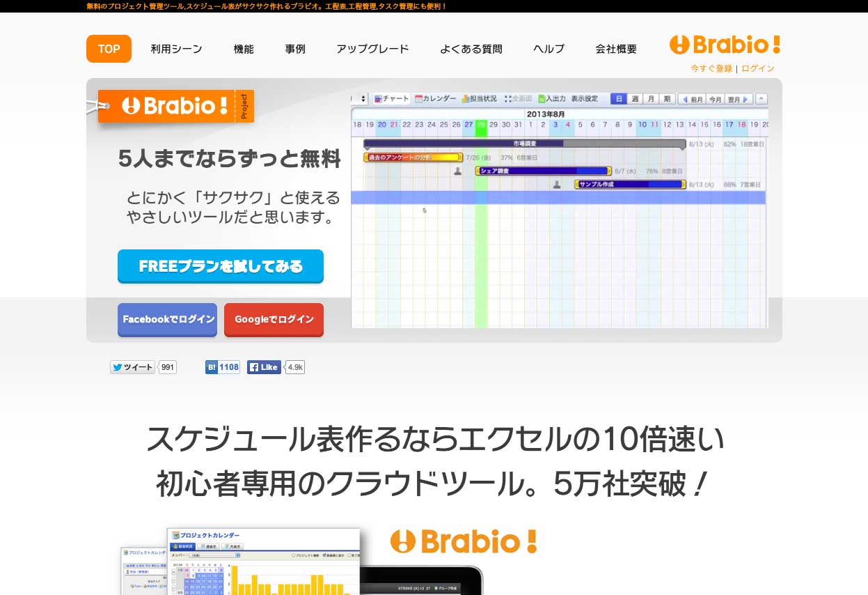 ガントチャートでプロジェクトを管理できる Brabio! ( ブラビオ ) 使ってみました～！