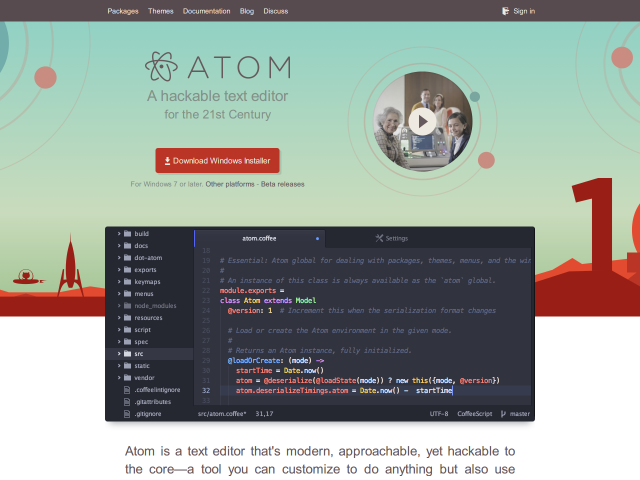 Windows, Linux, Mac で動作するテキストエディタ [ Atom ] を試してみました。
